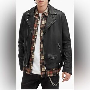 All Saints Milo Asymmetric Black Leather Jacket